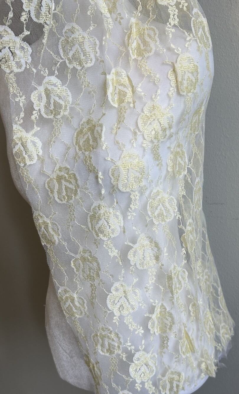 Embroidered Stretch Floral Lace Texture Fabric White Cream 18”inch Wide 15 Yards